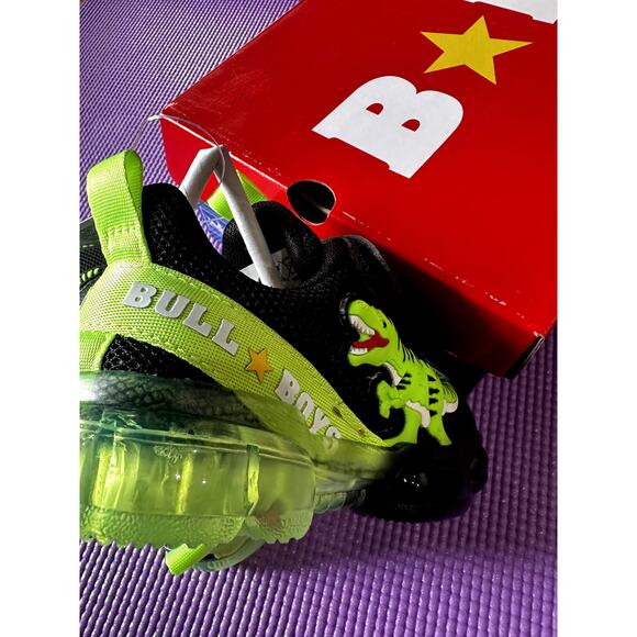 Bull Boys T-Rex Boy Sneakers Dinosaurs Size 9 US Black Green Light-Up Velcro NEW - Picture 11 of 12